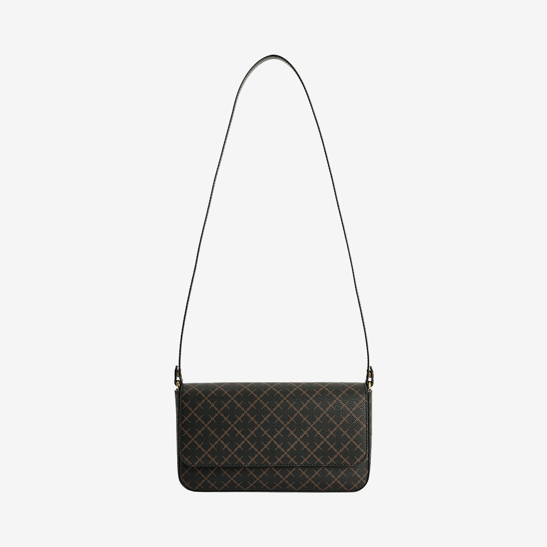 Väska i färgen Dark Chocolate tillverkad i 100% polyvinylklorid med elegant design.