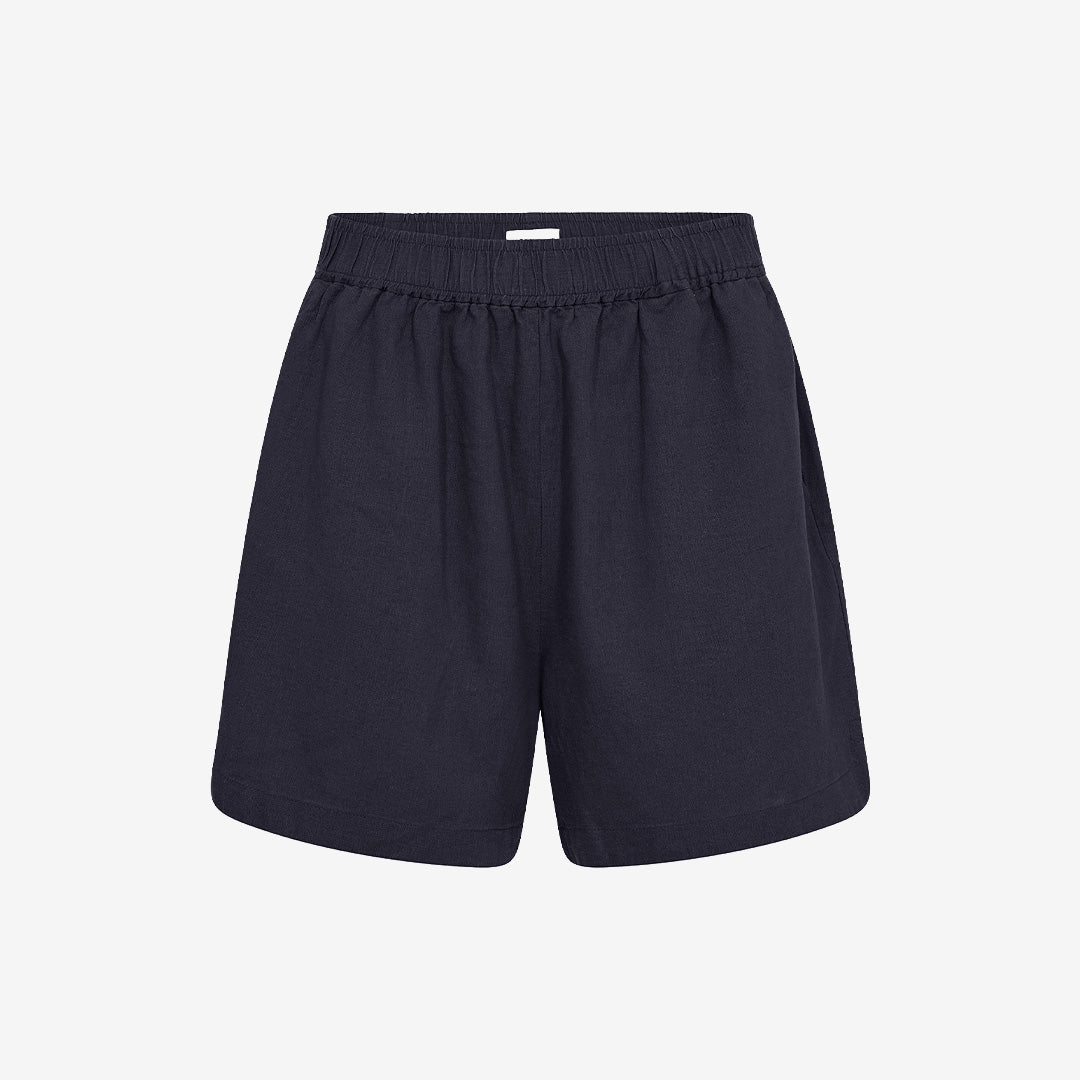 Levete Room 101303 LR-Naja 8 shorts i Dark Navy med linne- och bomullsblandning för dam