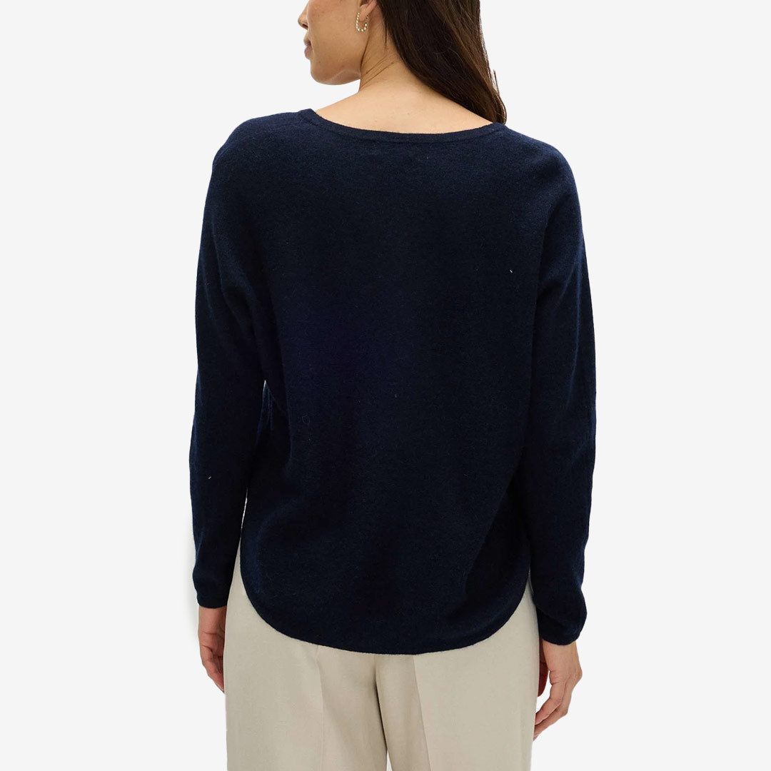 Curved V-neck