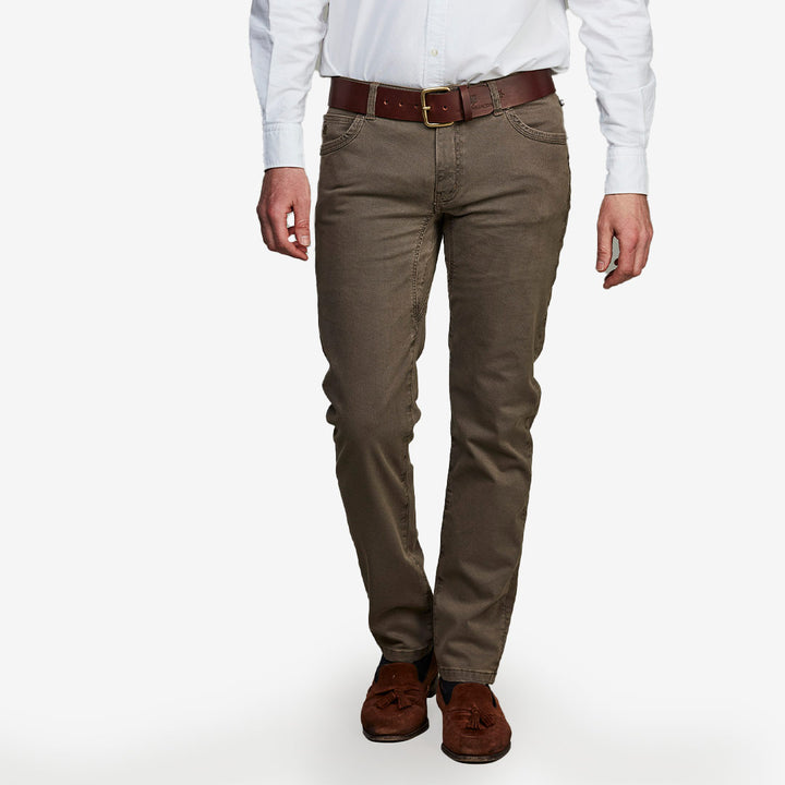 5-PKT Cut'n Sew Bormio Print Toffee Brown femficksbyxa med subtilt tryck
