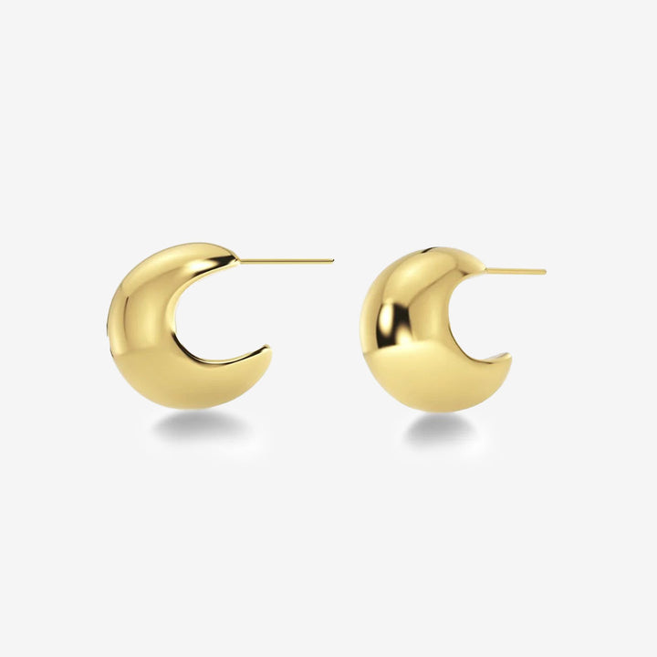 Bold Creoler S örhängen i blank 14K guldplätering, små ihåliga creoler, stilfull design