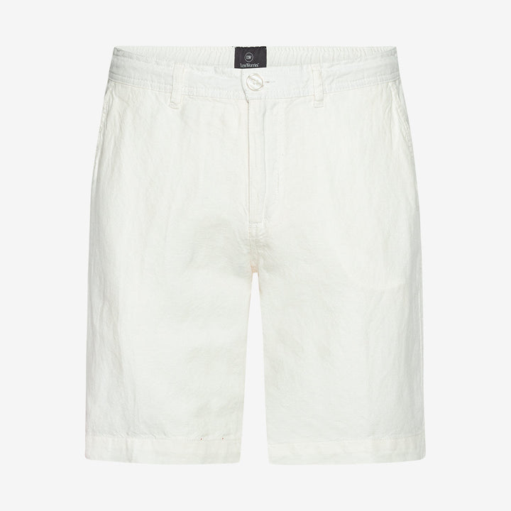 Less Worries Off White Linen Mix Shorts herr i linneblandning