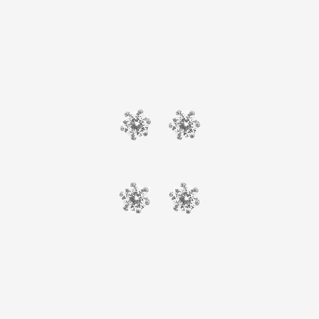 One Studs Crown örhängen i blankt rostfritt stål med kubisk zirkonia, diameter 3 mm