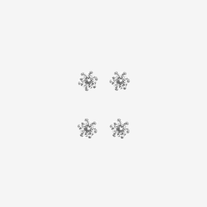 One Studs Crown örhängen i blankt rostfritt stål med kubisk zirkonia, diameter 3 mm