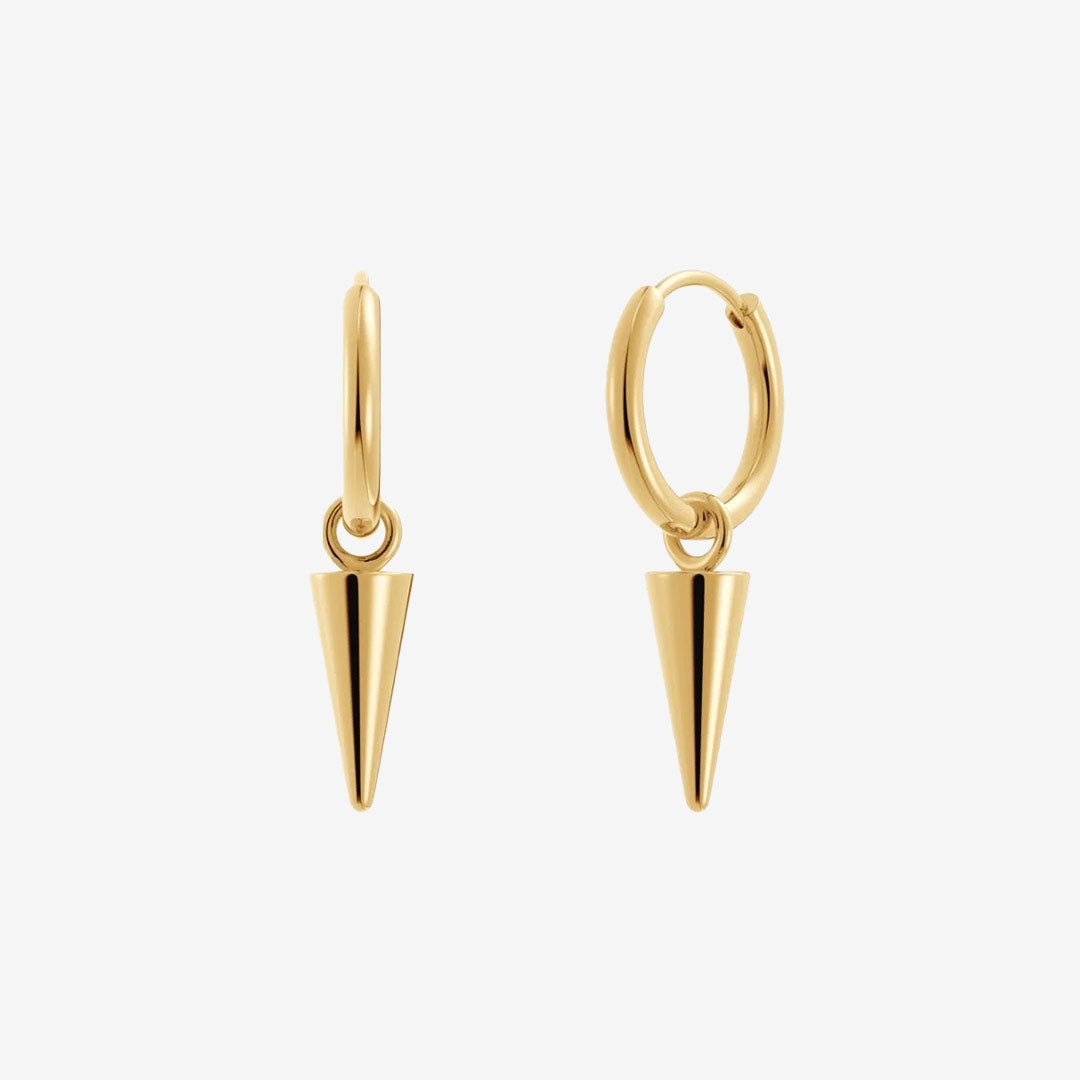 Peak Hoops Mini örhängen i blank 14K guldplätering med avtagbar långsmal nit, ringens diameter 11 mm