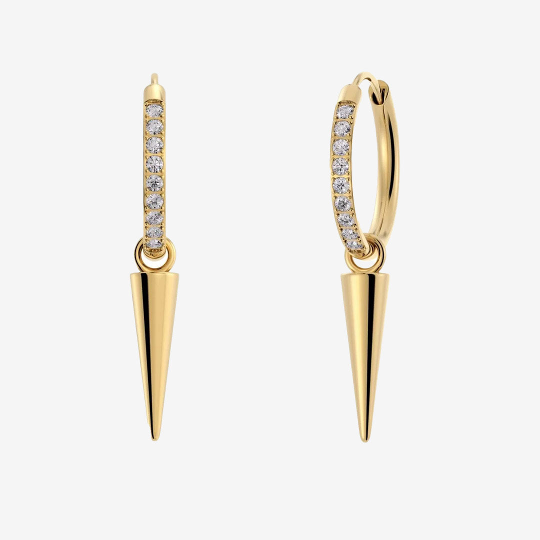 Peak Hoops Sparkle Gold örhängen i blank 14K guldplätering med klara stenar och avtagbar nit