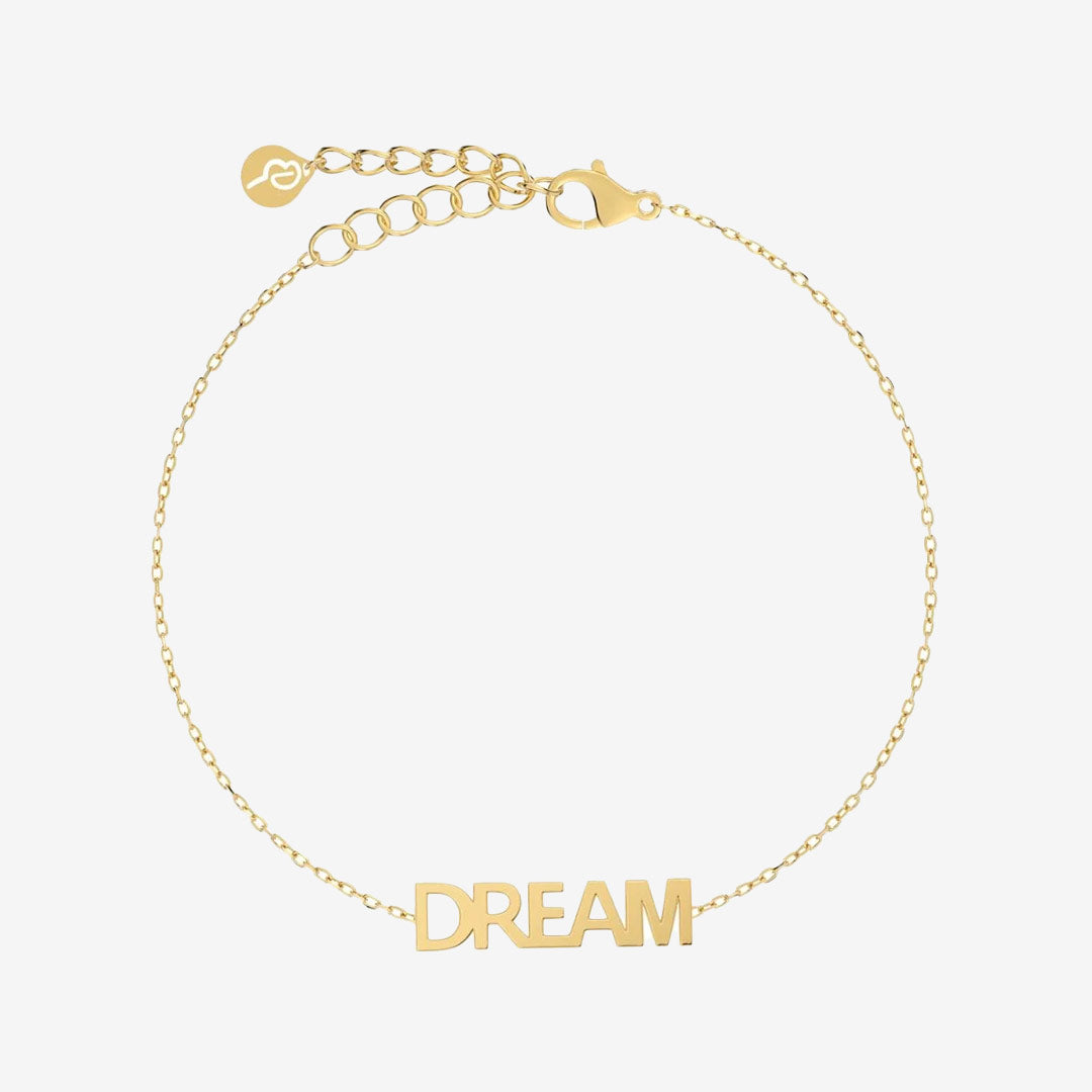 Dream Bracelet armband i blank 14K guldplätering med utskuren text