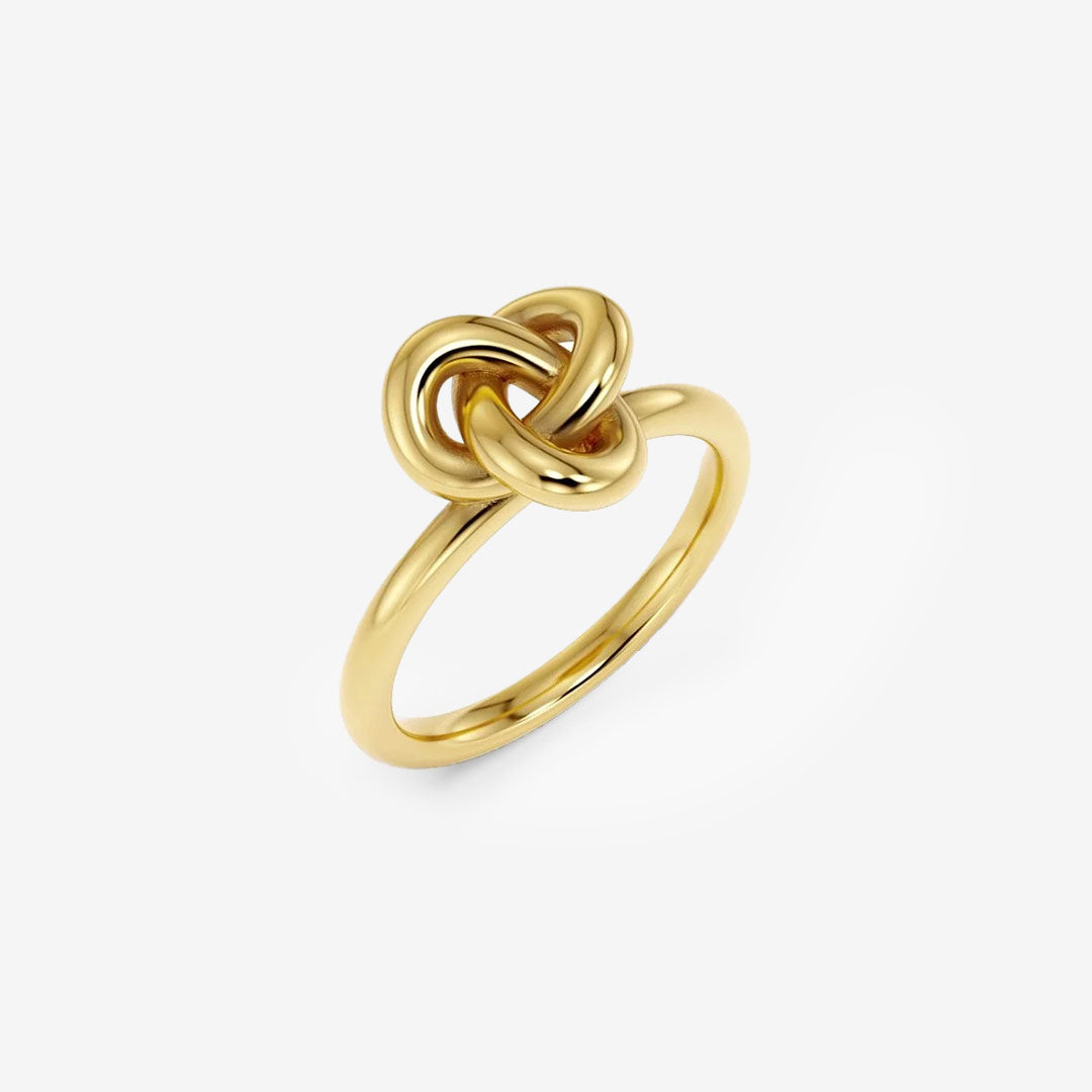 Infinity Knot Ring S i rostfritt stål med 14K guldplätering i guldton