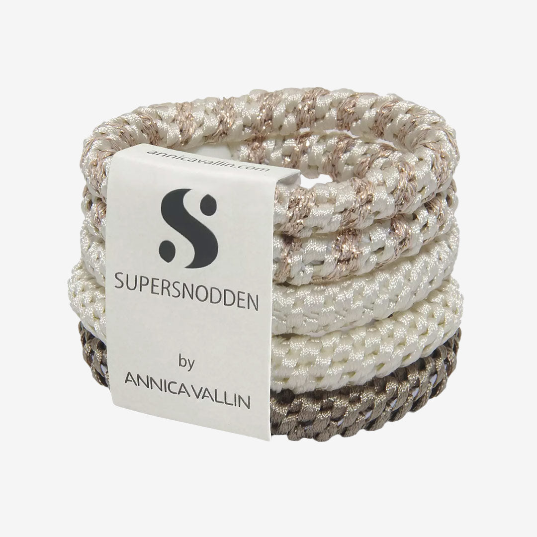SUPERSNODDEN hårsnodd i ivory/gold