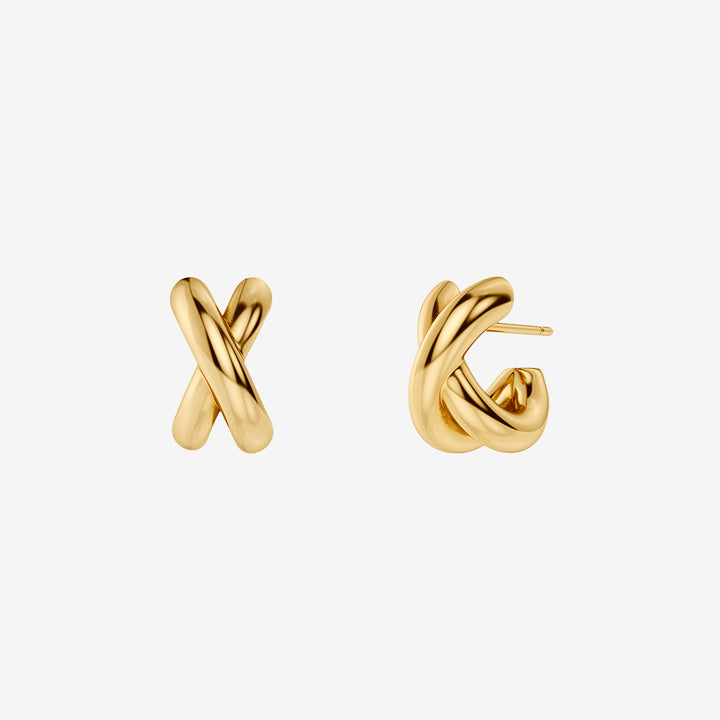 Alexa Hoops S små örhängen i 14K guldplätering som omsluter örsnibben med skulptural design