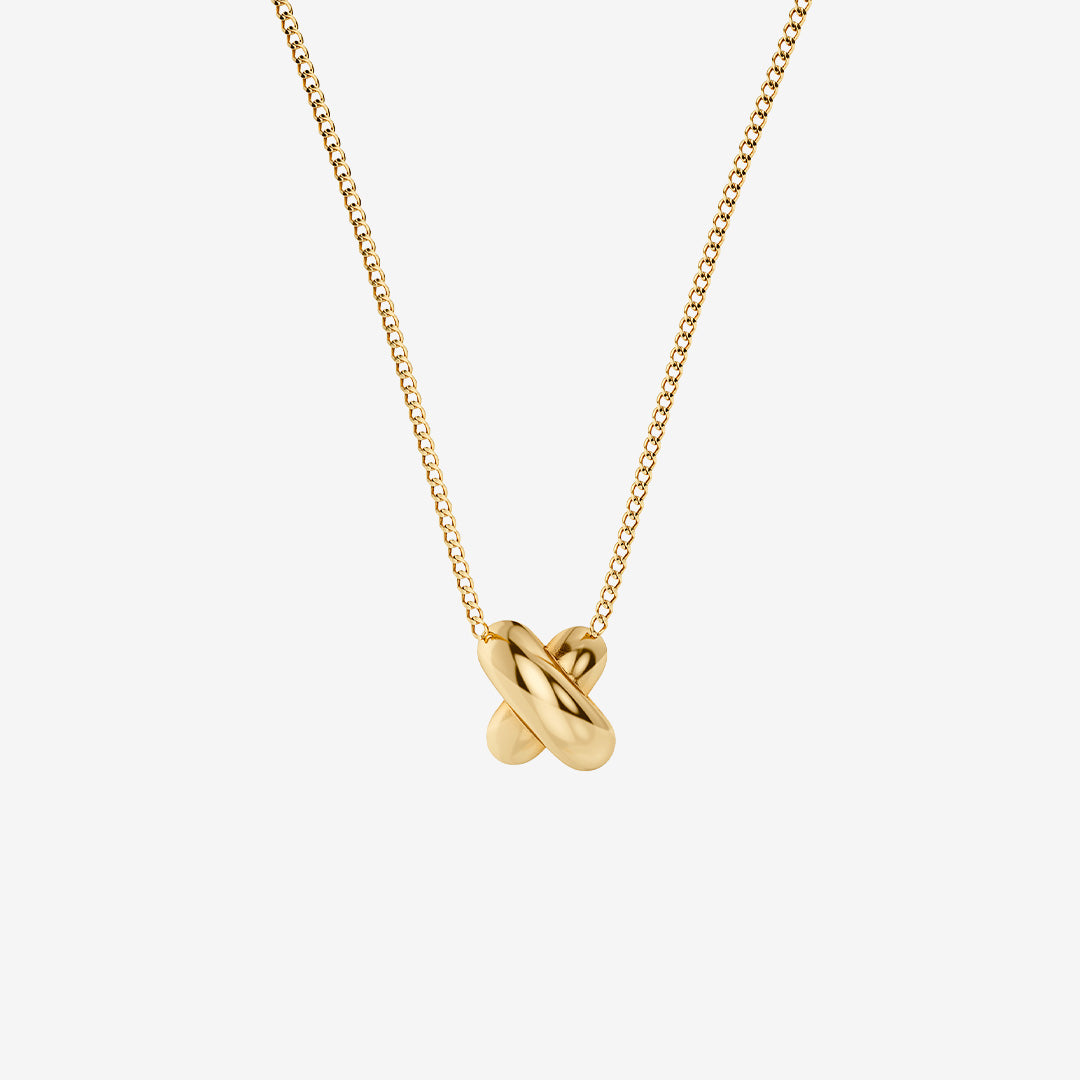 Alexa Necklace halsband i 14K guldplätering med tunn kedja och skulptural X-form i rostfritt stål
