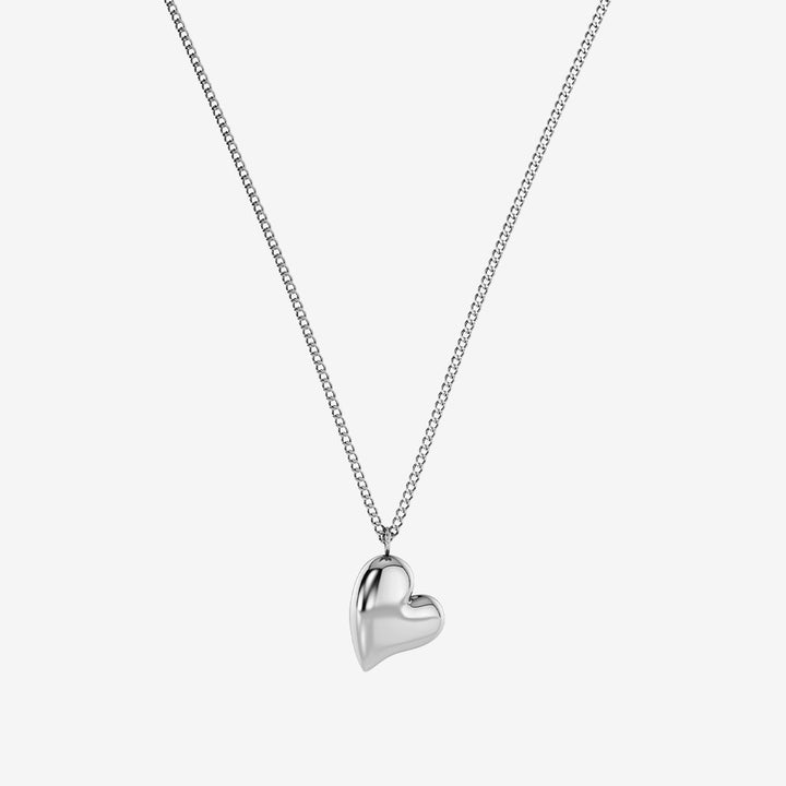 Amorina Necklace S halsband i blankt rostfritt stål med hjärtcharm och tunn kedja