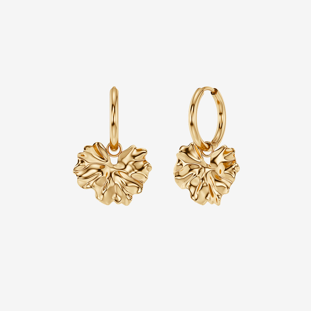 Gerana Hoops Gold hoops i guldpläterat rostfritt stål med avtagbart blomblad