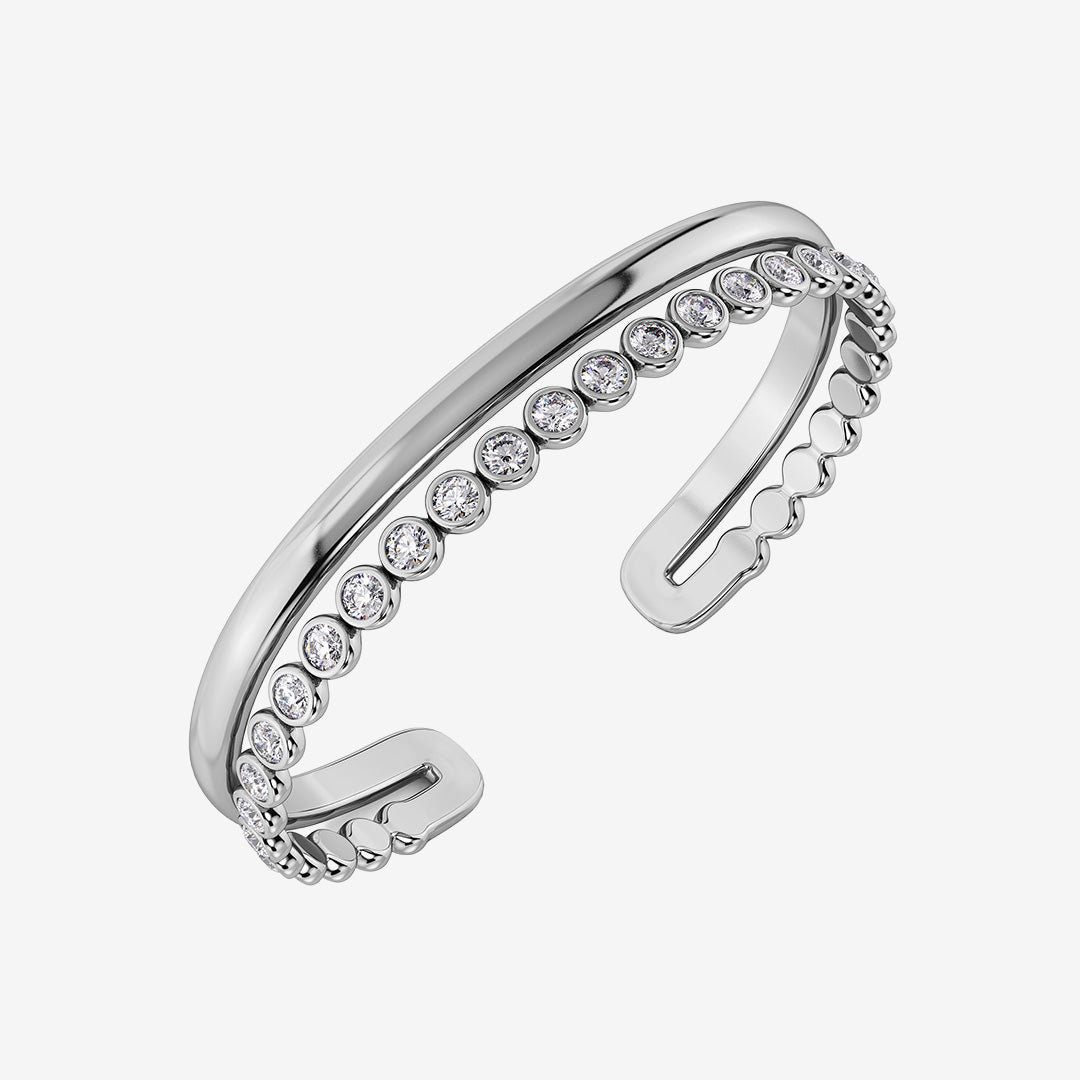 Grace Bangle Steel armband i rostfritt stål med glittrande stenar