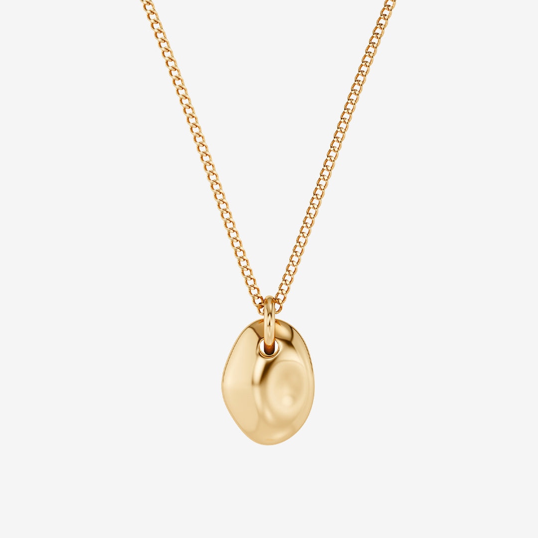 Leora Necklace Gold halsband i guldpläterat rostfritt stål med oregelbunden sten som charm