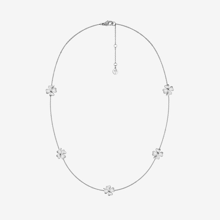 Lucky Mini Necklace Steel halsband i blankt rostfritt stål med fem fyrklöver