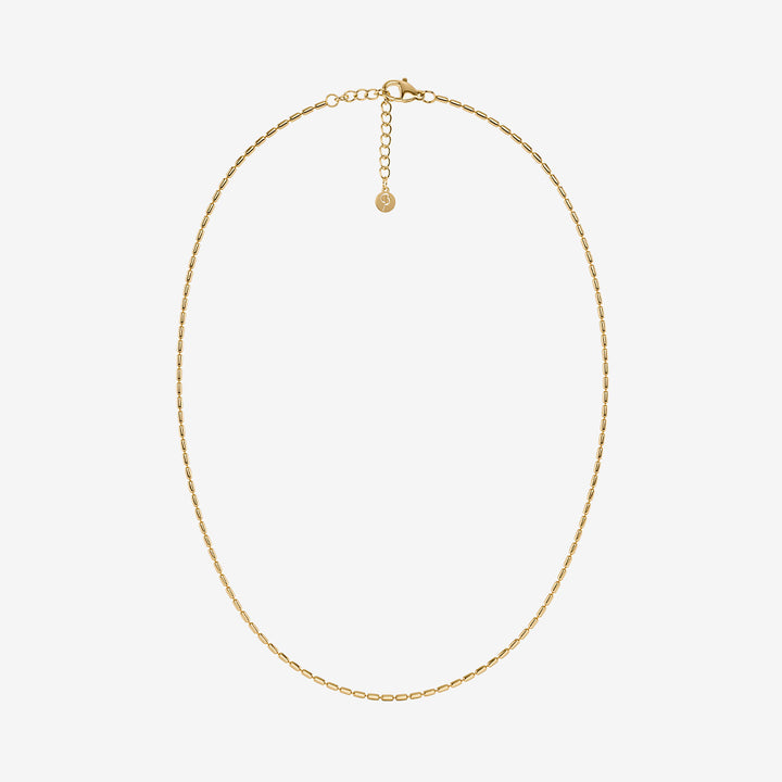 Guldpläterat halsband i rostfritt stål med rektangulära former – Seed Bead