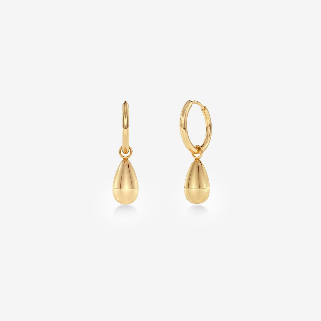 Guldpläterade droppformade hoops – Drop Hoops Gold