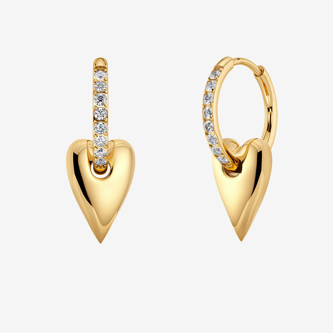 Edblad Amore Sparkle Hoops S Gold guldpläterade örhängen med hjärta 132229
