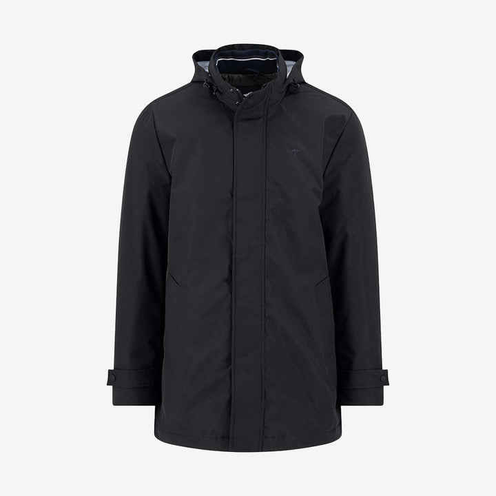 Svart scooter coat för herr från Fynch-Hatton med ståkrage och dold knäppning



