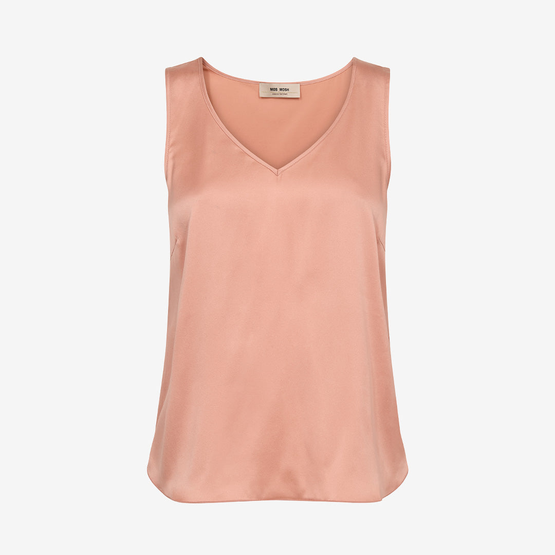 Peachy MMAstrid V-Neck Silk Tank Top i silkeblandning med v-ringning och rundad fåll
