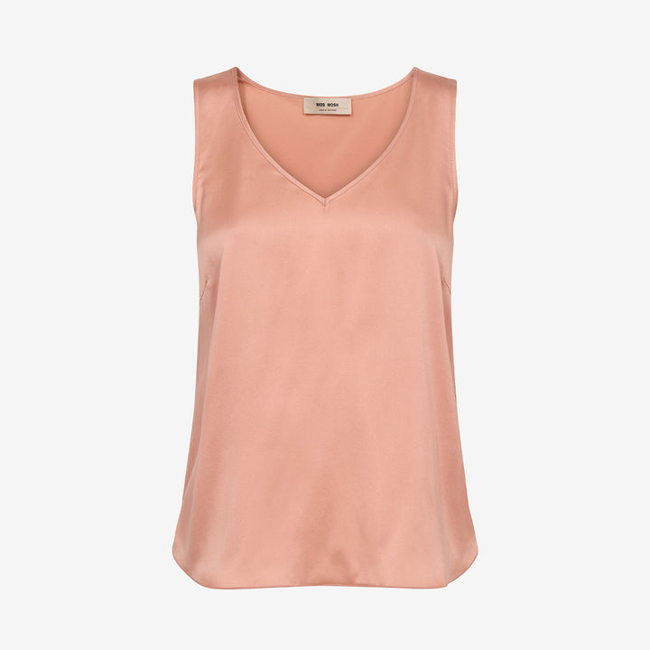 Peachy MMAstrid V-Neck Silk Tank Top i silkeblandning med v-ringning och rundad fåll