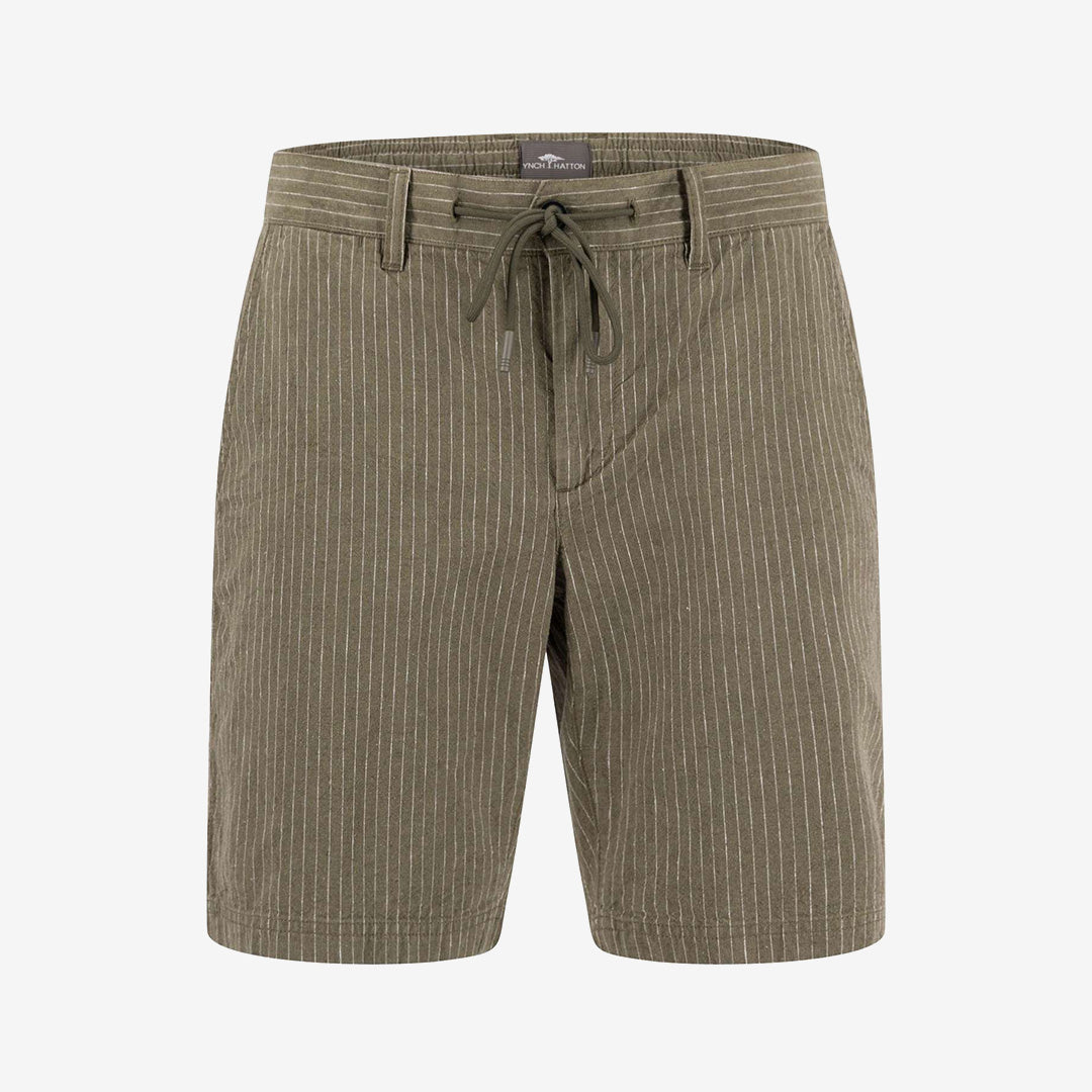 Fynch-Hatton Bermuda Pinstripes shorts 719 Dark Khaki i linne och bomull