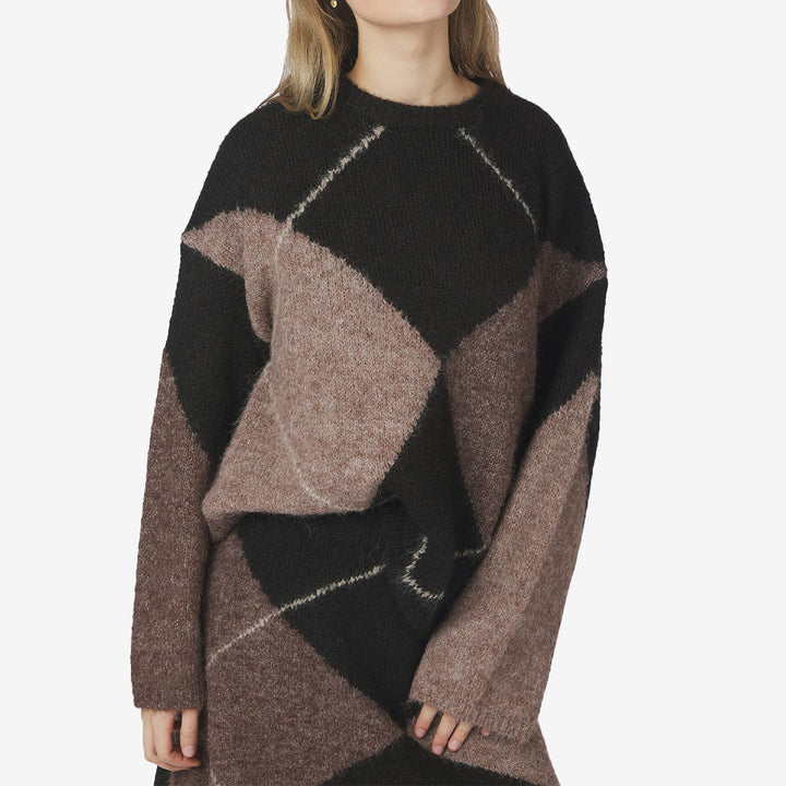 Inga Check Fluff Knit Blouse