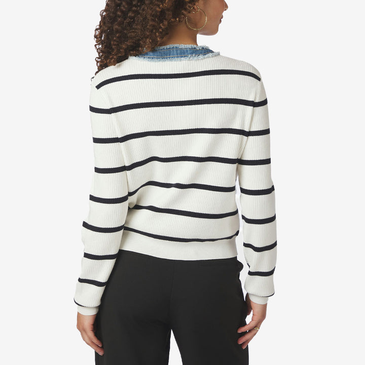 Zelma Stripe Denim Cardigan