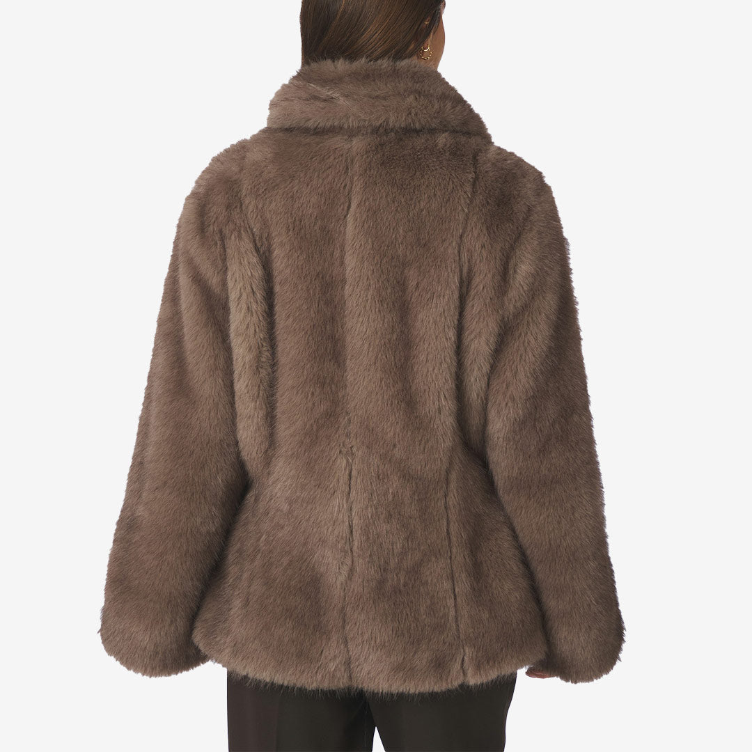 Ariella Faux Fur Peplum Jacket