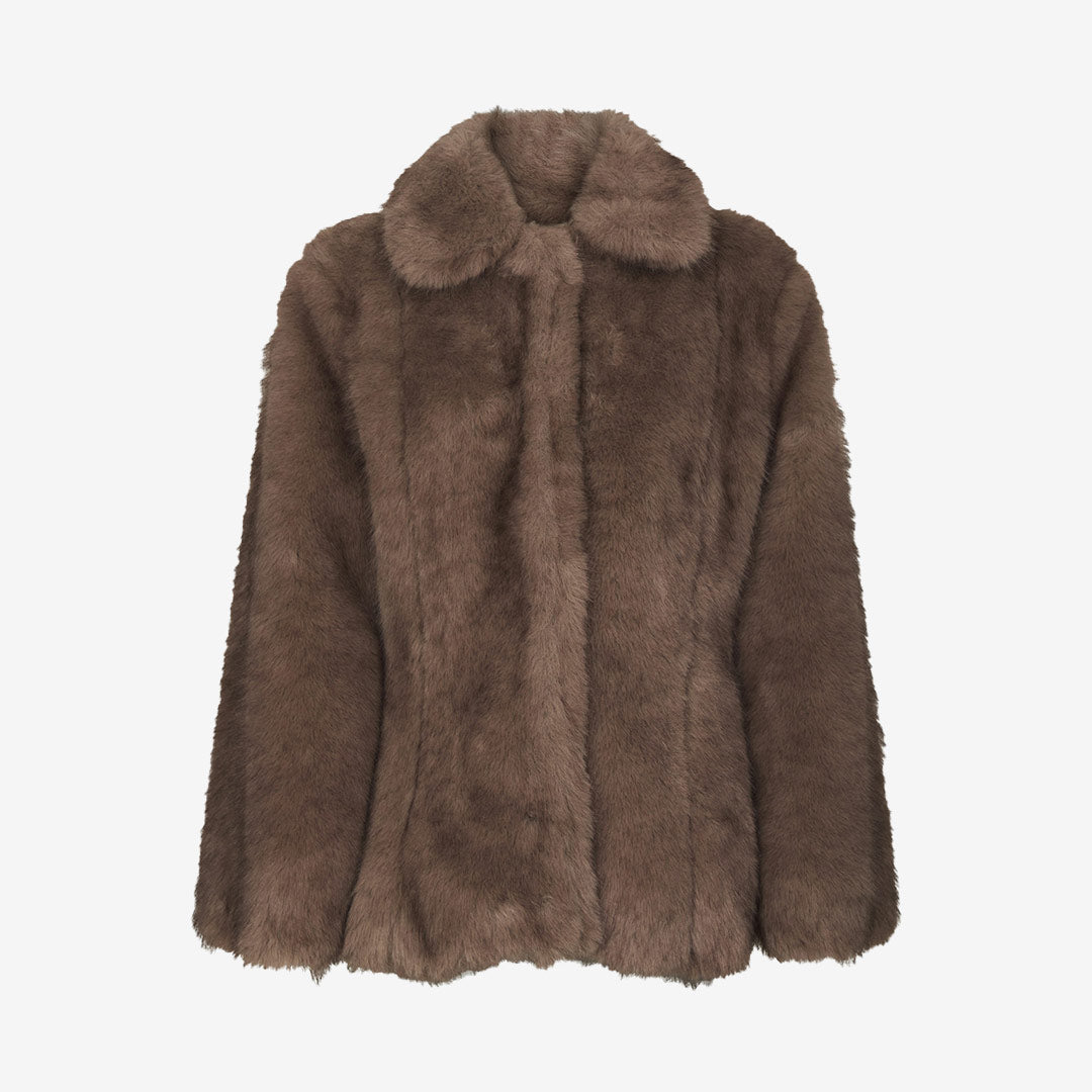 Ariella Faux Fur Peplum Jacket