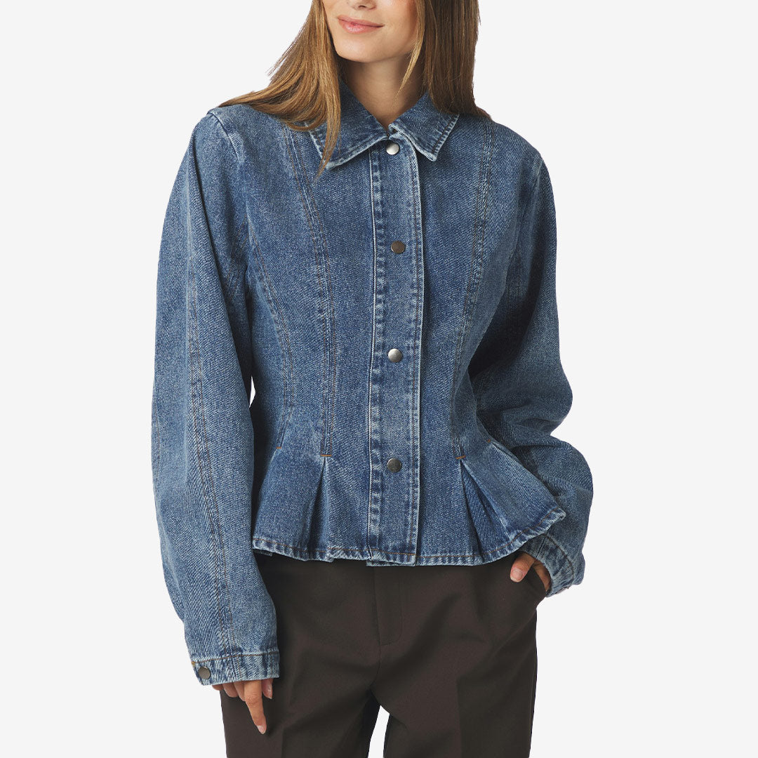 Neo Noir Rivora Denim Peplum Jacket dam Blue 169549