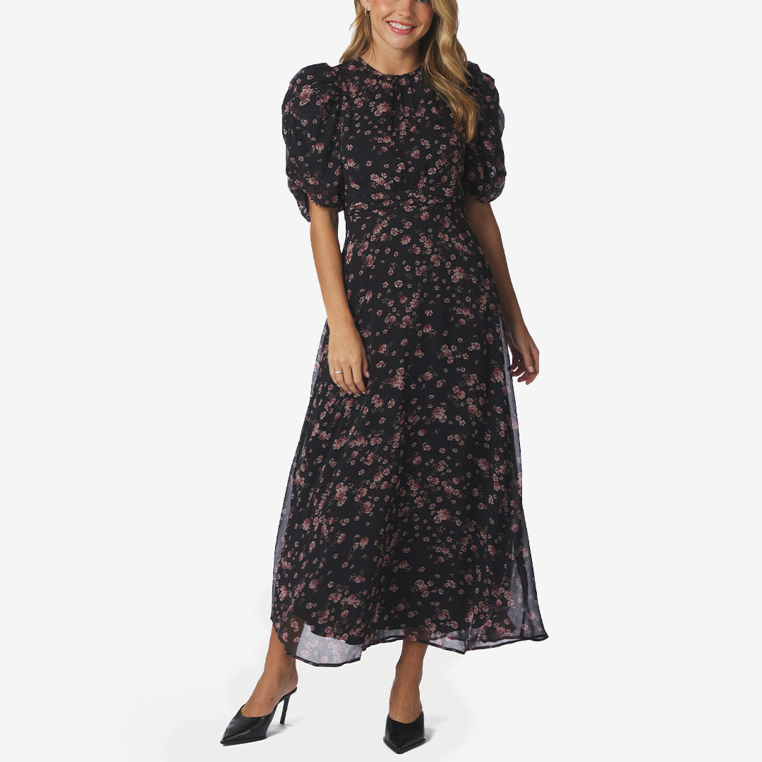 Neo Noir Kikka Mini Flower Dress dam Black 170468