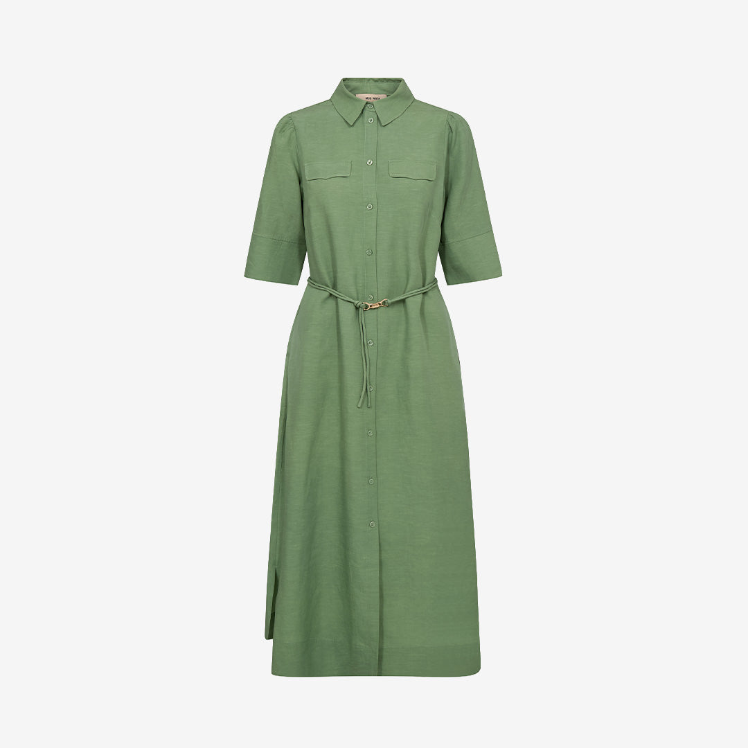 MMRayas Alexis Dress i Turf Green i lyocell- och linneblandning med regular passform