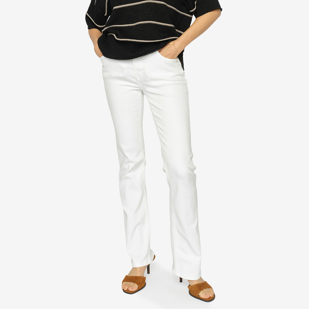 Vita flare-jeans MMAshley Deluxe Jeans från Mos Mosh i viskos, bomull och lyocell, färg bright white
