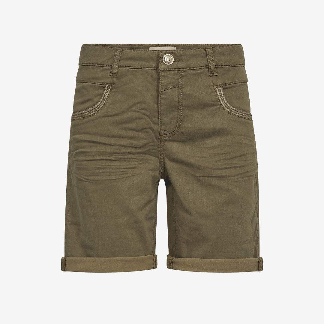 Mos Mosh 179910 MMNaomi Treasure Shorts i burnt olive med bekväm passform och mjuk materialblandning för dam