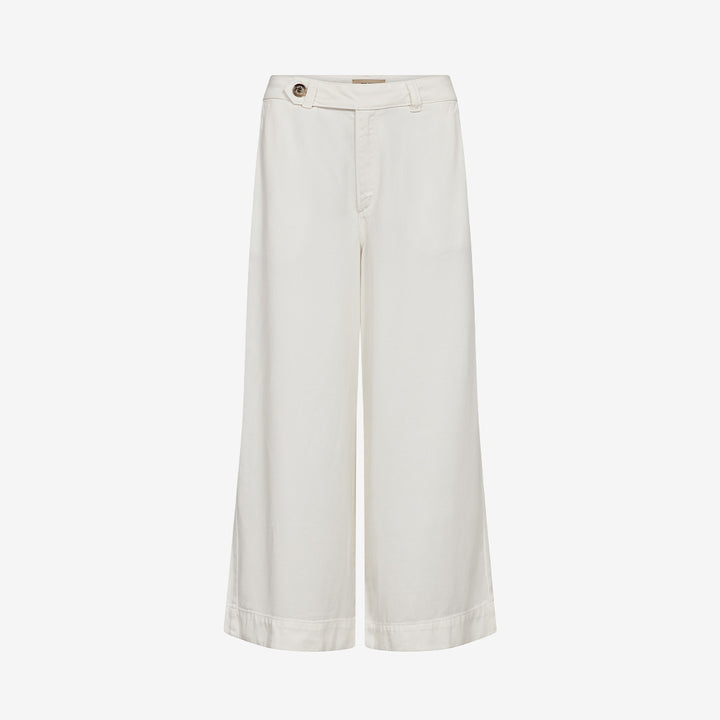 Vita vida cropped-byxor MMBantry Stalom Pant från Mos Mosh i Lyocell, färg white