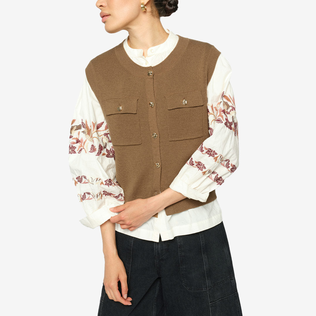 Mos Mosh MMAyana Wool Knit Vest dam Dark Camel 182960