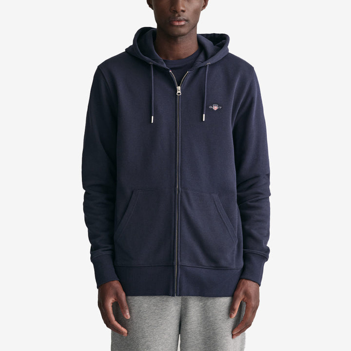 Gant Shield Zip Hoodie 2007059 i Evening Blue med dragkedja och huva för herr