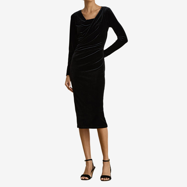 Lauren Ralph Lauren svart sammetsklänning dam Black Velvet 200B27415001