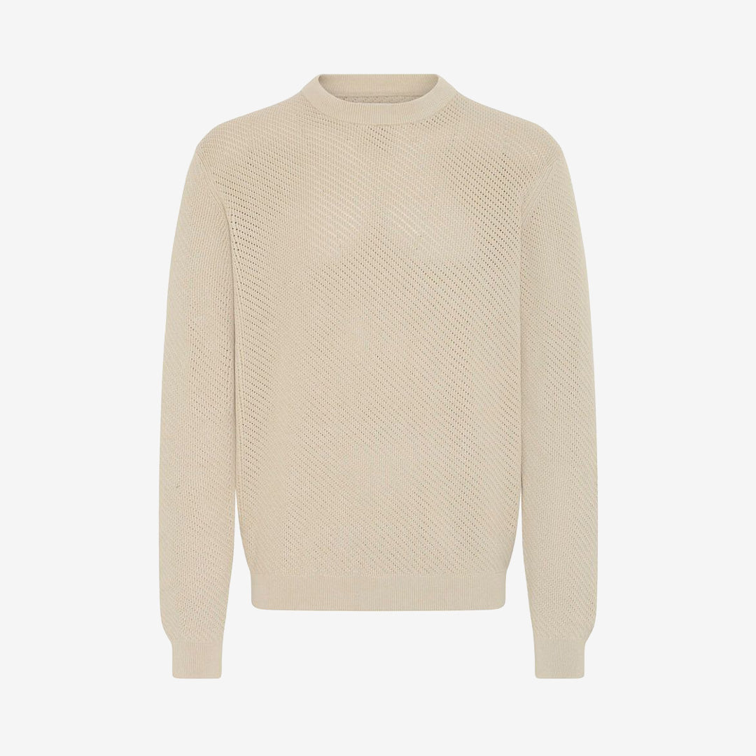 CFISAKSSON LS Crew Knit i färgen Island Fossil, långärmad pullover