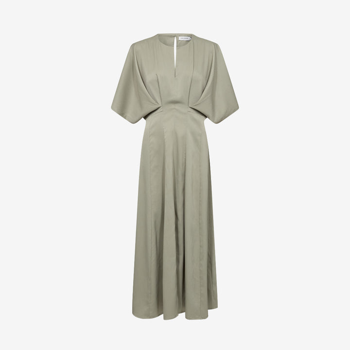 Copenhagen Muse CMVIANNA-DRESS lång klänning i strukturerat Vianna-material med slits framtill, färg Seagrass, 206279
