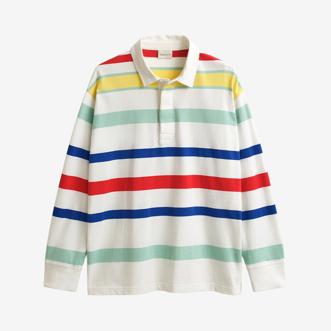 Multi color rugger piké i eggshell, 100 % bomull