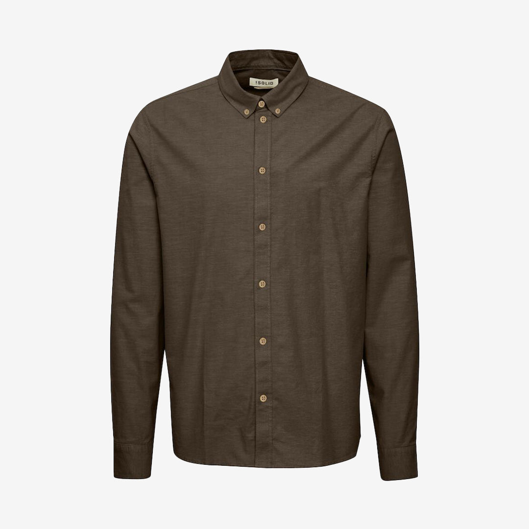 SDPete SH skjorta i färgen Slate Black Melange, långärmad svart melerad herrskjorta i bomull och polyester