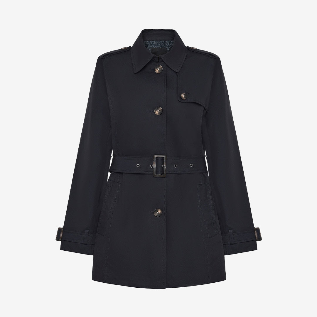 Rock and Blue Isabelle Coat – marinblå trenchkappa med bälte och klassisk siluett