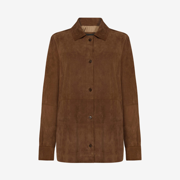 Rock and Blue Cassy Shirt Jacket Walnut brun skinnjacka i getskinn dam