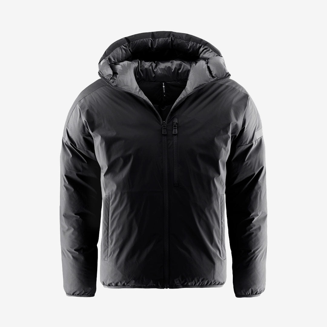Sail Racing Thunder Reversible Jacket i svart med vändbar design, quiltad sida och dunfylld huva.