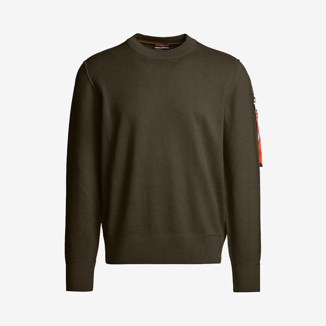 Parajumpers Basic Braw tröja i färgen Deep moss, rundhalsad modell i bomull och bambu