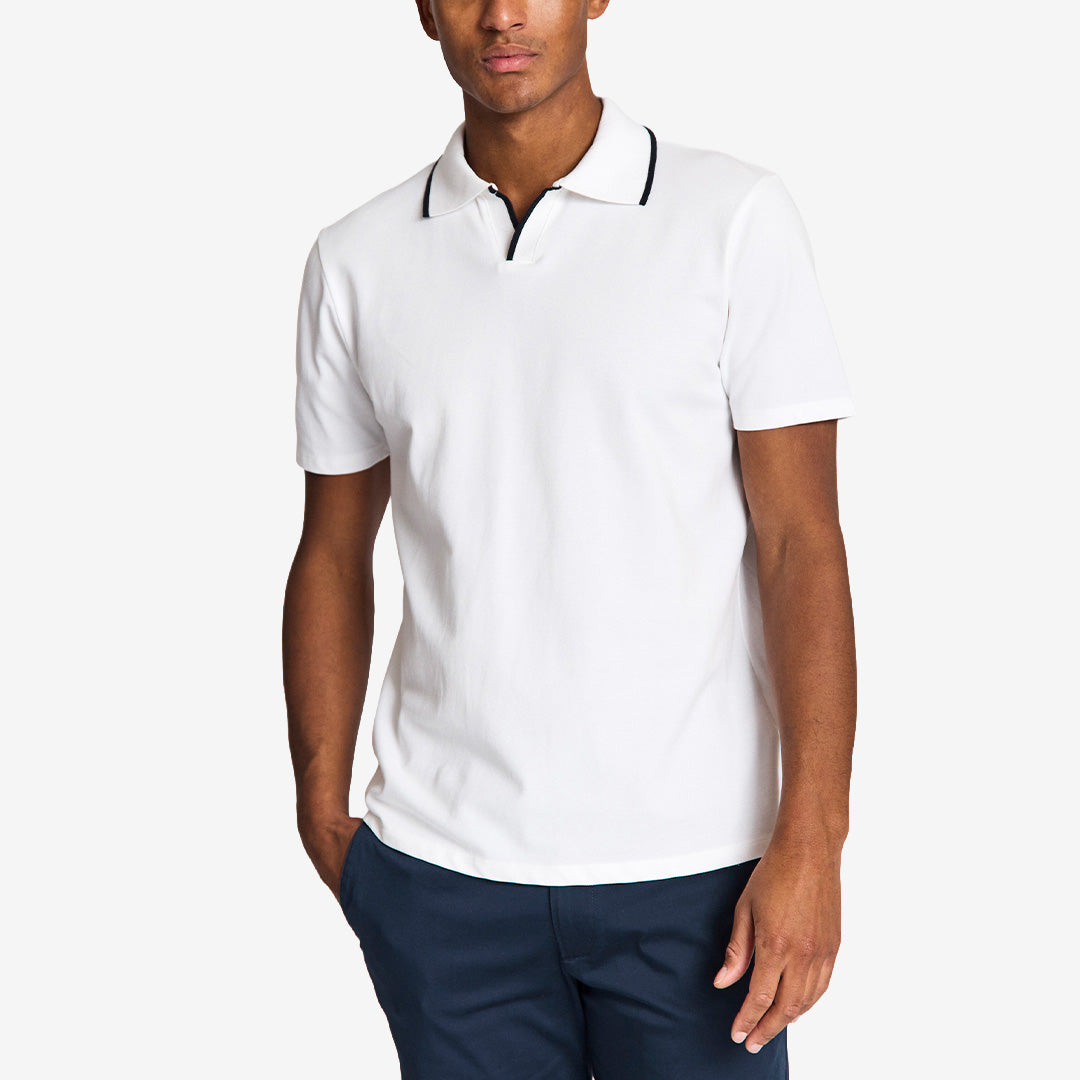 BS Syros regular fit polo shirt i vit bomull med stretch
