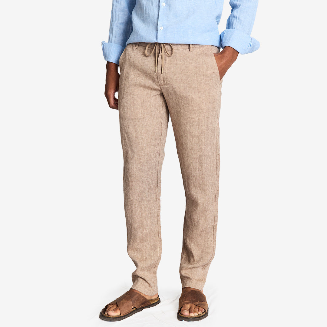 Ginos Regular Fit Chinos i brunt – linnechinos för herr med regular fit